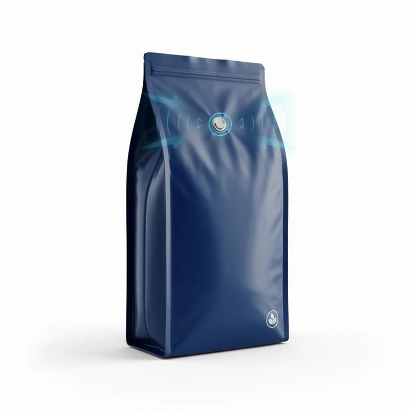Custom Printed Aluminum Foil Flat Bottom Pouch with Degassing Valve and Resealable Zipper for Coffee Bean Storage Bag - main image 3