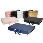 Luxury Folding Paper Cardboard Gift Box with Foldable Magnetic Ribbon Bow Closure Customizable Logo for Weddings Candies Candles