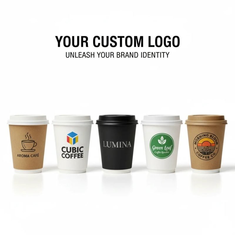 Double Wall Design Disposable Coffee Tea Cups Logo Printing Pack Food Stickers Wall Paper Craft Wall Paper Craft Paper Cups - main image 4