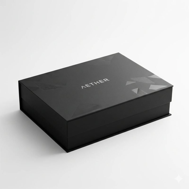 Custom Logo Black Rigid Gift Box Magnetic Closure EVA Foam Insert Recycled Materials Spot UV Printing for Electronics Packaging - main image 4