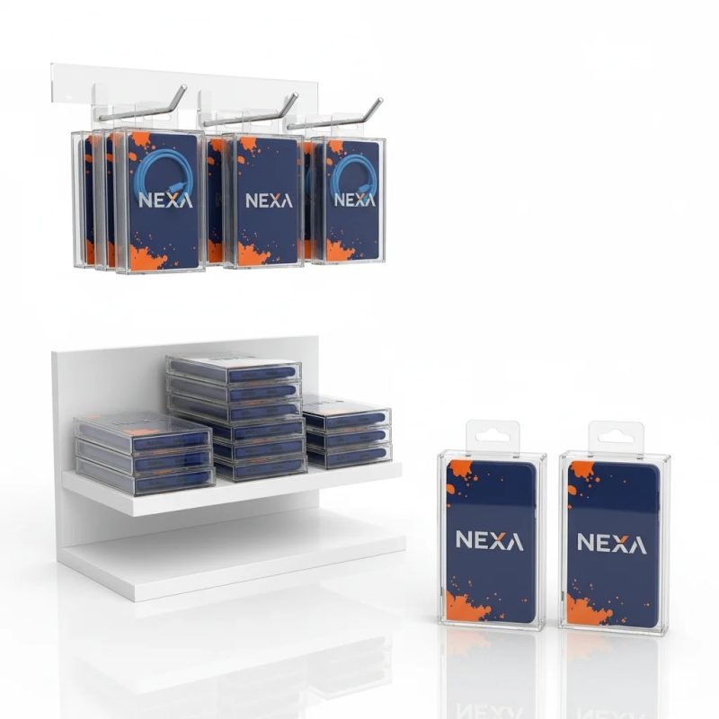 Custom Clear Plastic PET Retail Box Hanger for Packaging Mobile Phone Cases Stickers Candles Crafts Gifts Durable PE Vinyl