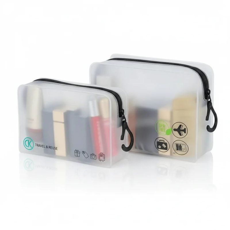 Waterproof Frosted PVC Toiletry Bag with Zipper for Travel Makeup Organizer - main image 2