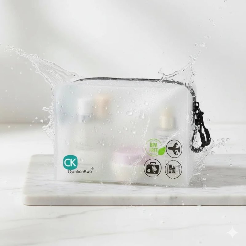 Waterproof Frosted PVC Toiletry Bag with Zipper for Travel Makeup Organizer - main image 3