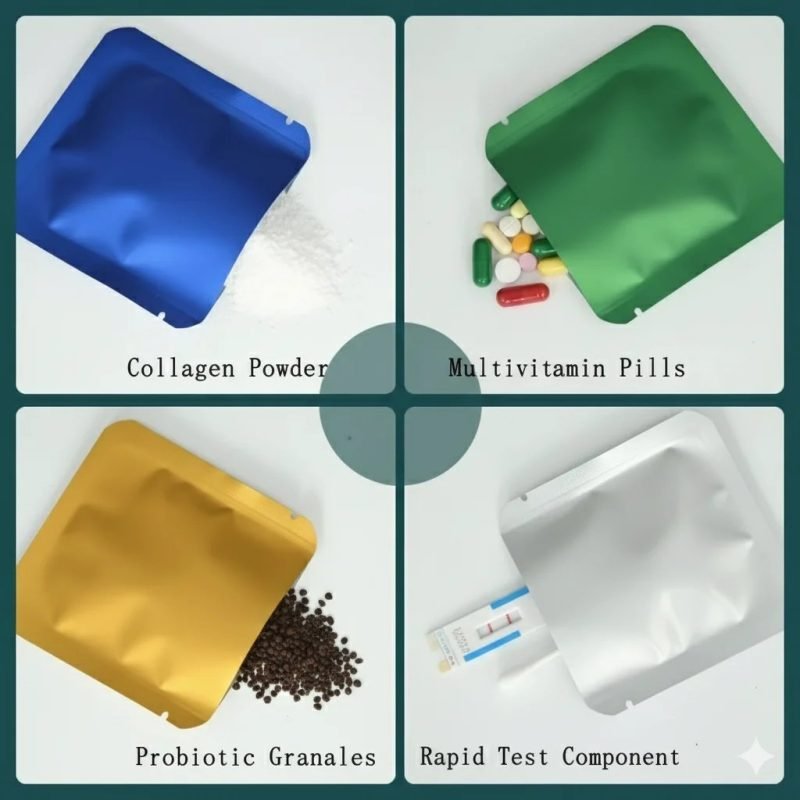 Food Grade Three-Side Seal Aluminum Foil Pouch for Collagen Powder and Vitamin Supplement Packaging - main image 6