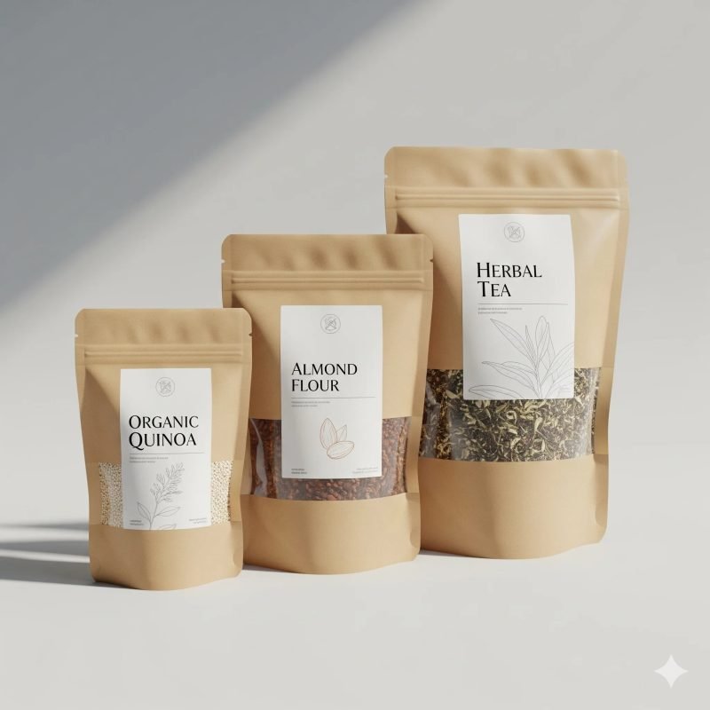 Biodegradable Kraft Paper Packaging Bags Compostable Zipper Stand Pouch for Food for Sushi Plastic Material Gravure Printing - main image 3