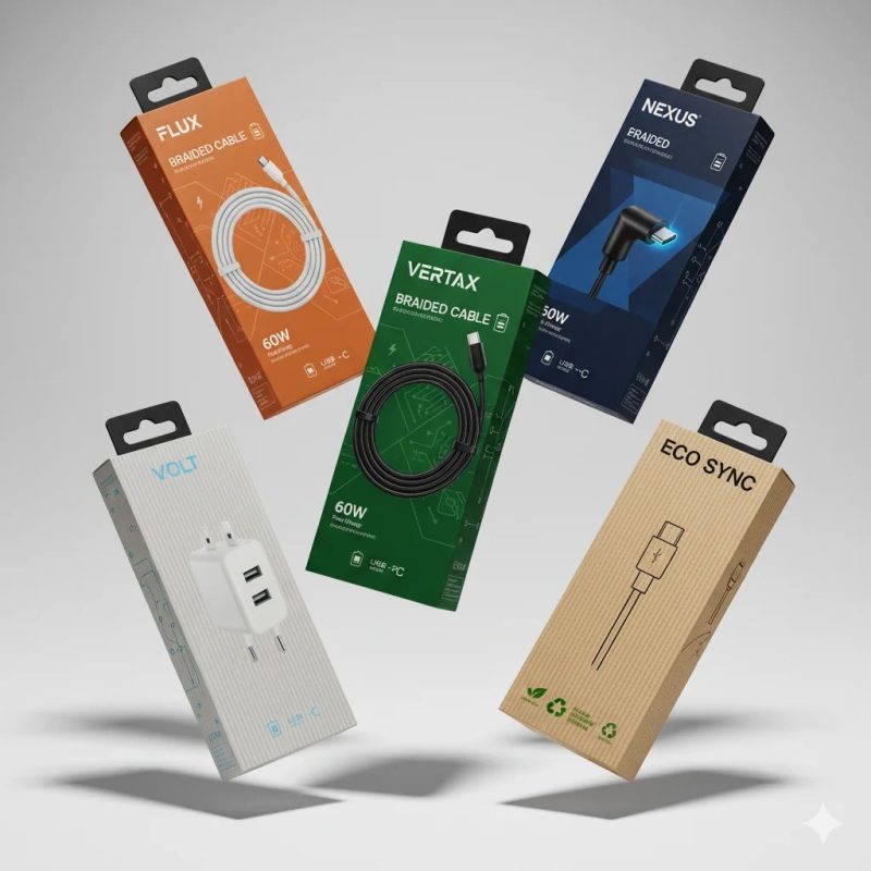 Custom Logo Cardboard Retail Box with Hanger for Consumer Electronics and Phone Accessories Packaging - main image 6