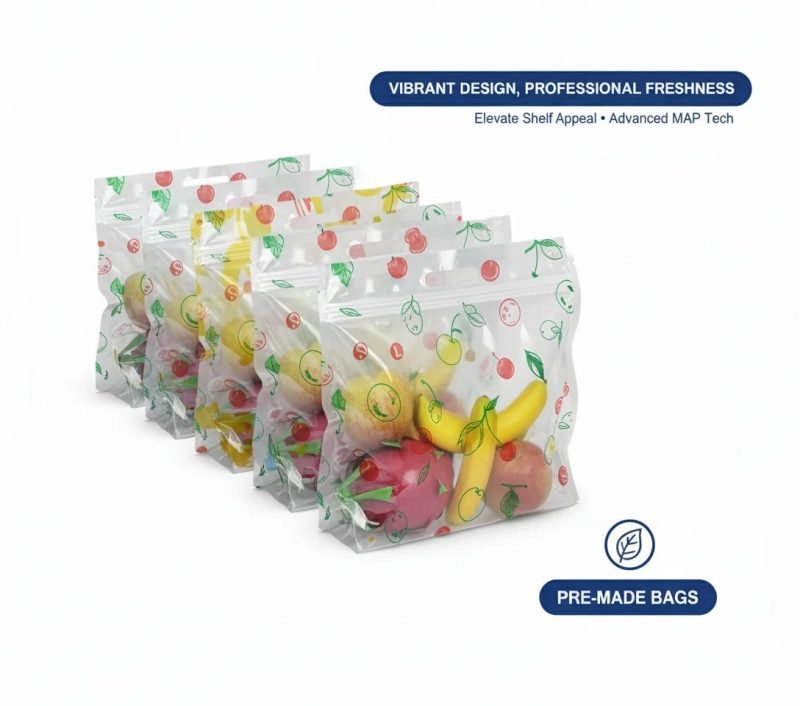 Custom Anti-Fog Zippered PET MAP Bag with Vent Holes for Fresh Vegetable and Fruit Packaging Screen Printing Surface Handling