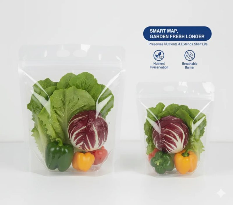 Custom Anti-Fog Zippered PET MAP Bag with Vent Holes for Fresh Vegetable and Fruit Packaging Screen Printing Surface Handling - main image 3
