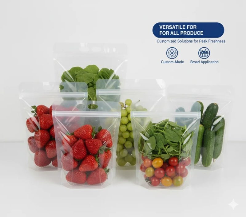 Custom Anti-Fog Zippered PET MAP Bag with Vent Holes for Fresh Vegetable and Fruit Packaging Screen Printing Surface Handling - main image 6