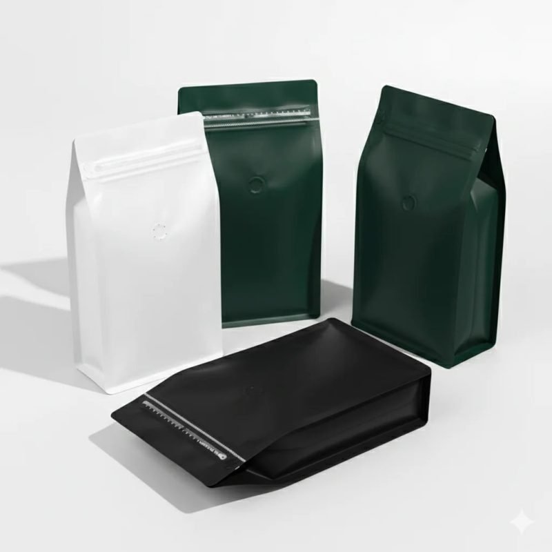 Wholesale Flat Bottom Plastic Coffee Packaging Pouch with Side Gusset, Ziplock, and Security Valve for Freshness Preservation - main image 4