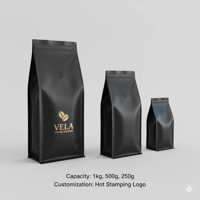 Wholesale Flat Bottom Plastic Coffee Packaging Pouch with Side Gusset, Ziplock, and Security Valve for Freshness Preservation - main image 5