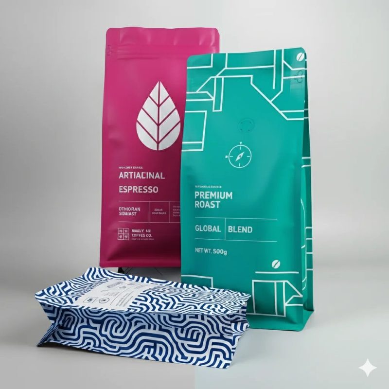 Factory Customized Four-Sided Sealed Coffee Bean Plastic Bags with Degassing Valve and Zipper for Food Packaging - main image 5