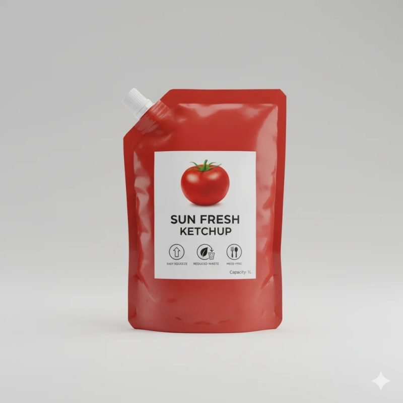 Custom Printed Food Grade Stand up Spout Pouch for Sauce, Ketchup, and Salad Dressing Packaging - main image 4