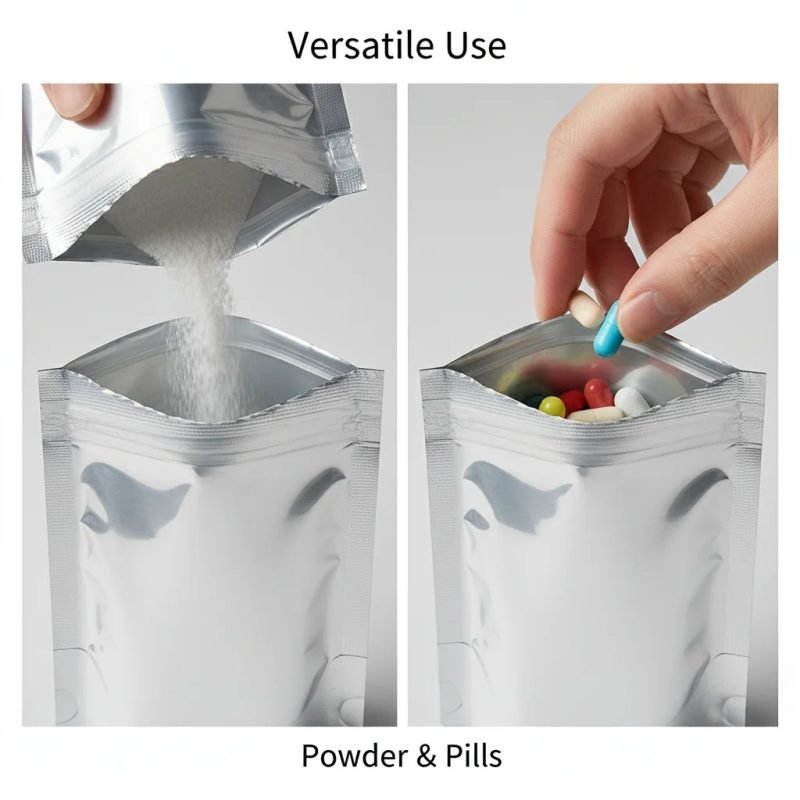 High Barrier Custom Size Glossy Aluminum Foil Ziplock Bags for Moisture Proof Powder, Pills, Pet Food, and Tea Packaging - main image 5