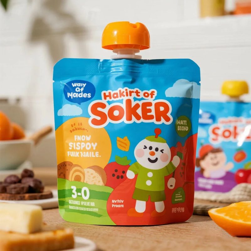 BPA-Free Custom Printed Spout Pouch with Choke-Proof Cap for Reusable Baby Food, Fruit Puree, and Yogurt Packaging