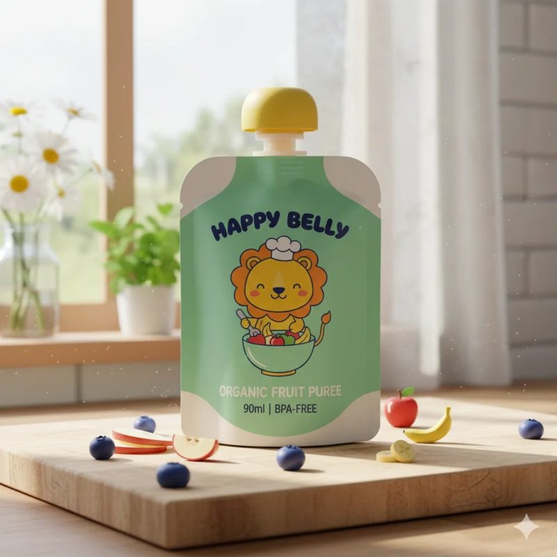 BPA-Free Custom Printed Spout Pouch with Choke-Proof Cap for Reusable Baby Food, Fruit Puree, and Yogurt Packaging - main image 4