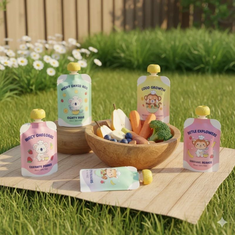 BPA-Free Custom Printed Spout Pouch with Choke-Proof Cap for Reusable Baby Food, Fruit Puree, and Yogurt Packaging - main image 5