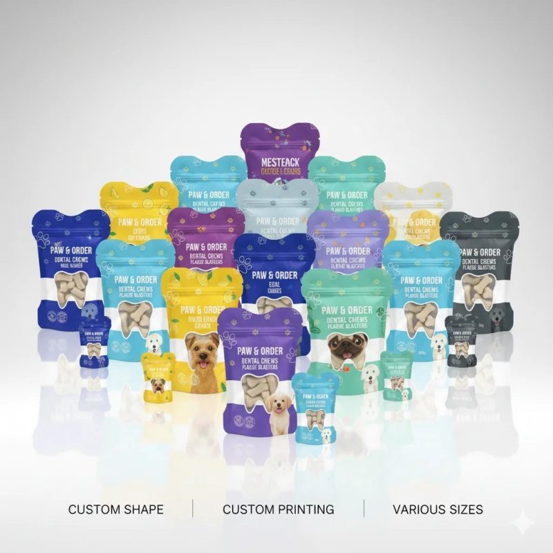 Custom Printed Die-Cut Shaped Pouch with Resealable Zipper for Dog Treat and Pet Food Packaging - main image 6