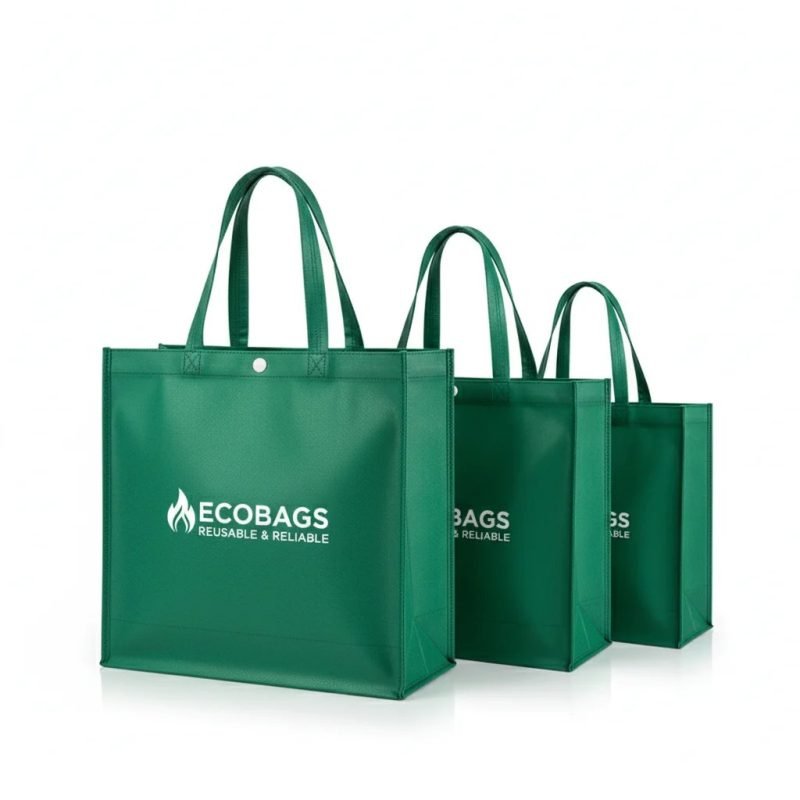 Custom Design Reusable Non-Woven Grocery Bag for Supermarket and Retail Shopping Screen Printed Logo Convenient Handle Sealing