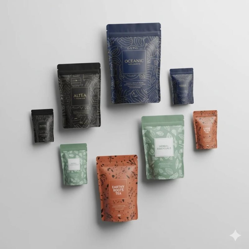 Custom Printed High-BARRIER Aluminum Foil Stand up Pouch with Zipper for Loose Leaf Herbal Tea Packaging Resealable - main image 4