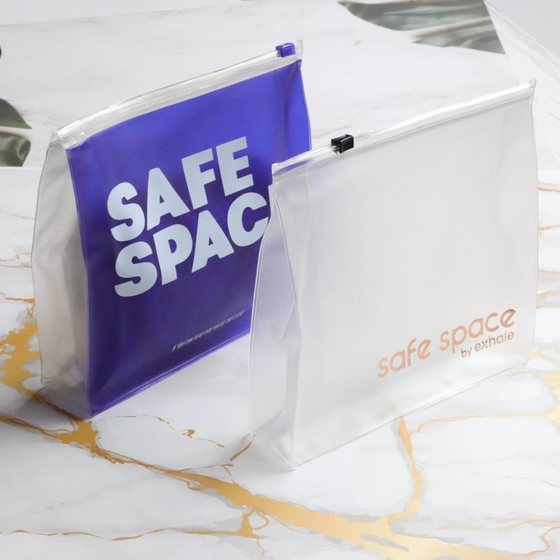 Frosted Waterproof Plastic Travel Pouch and Toiletry Bag for Hotel Amenity Kits Airlines Spa Gifts