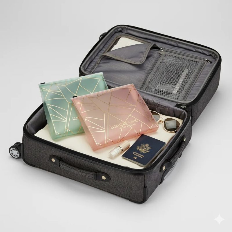 Frosted Waterproof Plastic Travel Pouch and Toiletry Bag for Hotel Amenity Kits Airlines Spa Gifts - main image 5