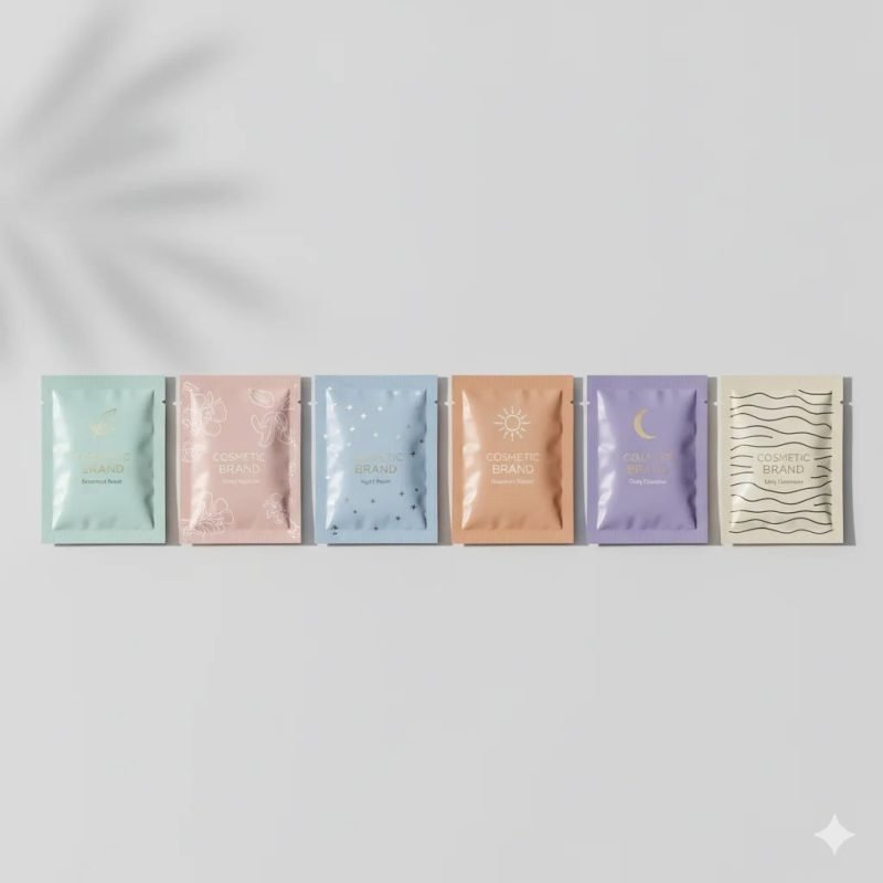 Custom Printed Eco-Friendly Aluminum Foil Sachet Single-Use Heat Seal Packaging for Cosmetic Cream Serum Skincare Samples