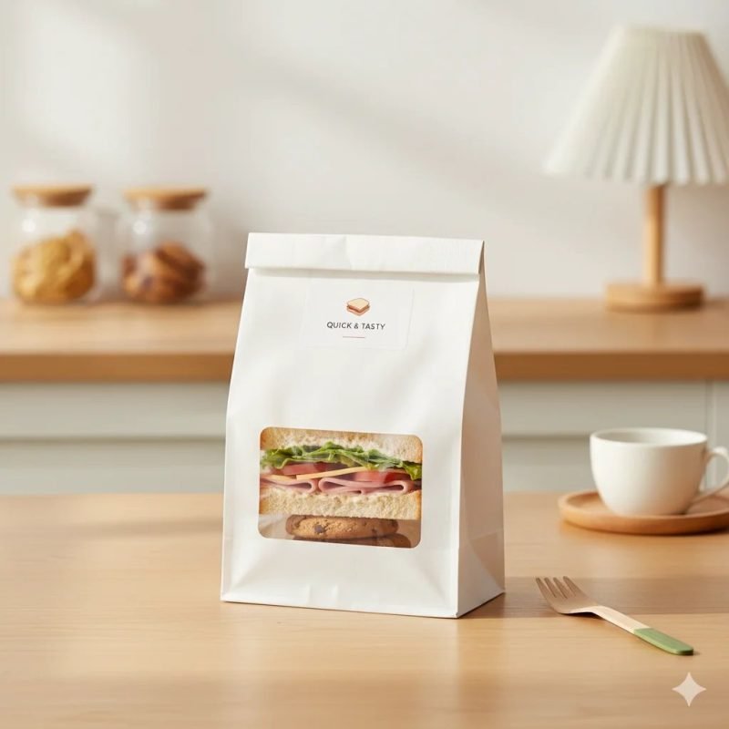 Custom Printed Eco-Friendly Kraft Paper Bakery Bag with Clear Window Greaseproof for Pastries Cookies Bread Cake Packaging - main image 6
