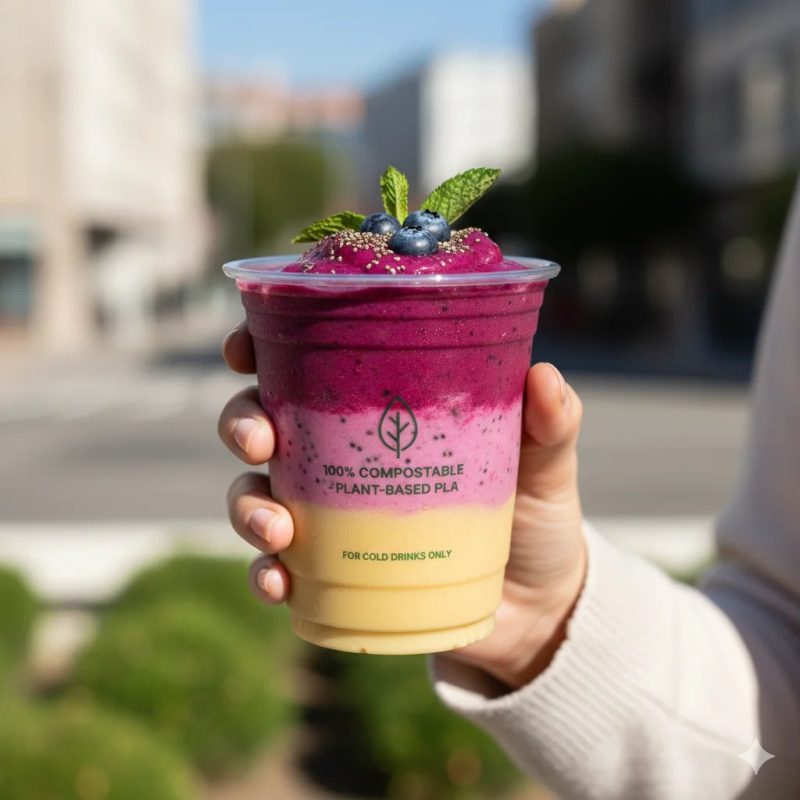 Custom Printed 16oz PLA Clear Cup with Lid Compostable Plastic Cups for Cold Brew Coffee Smoothies Bubble Tea - main image 3