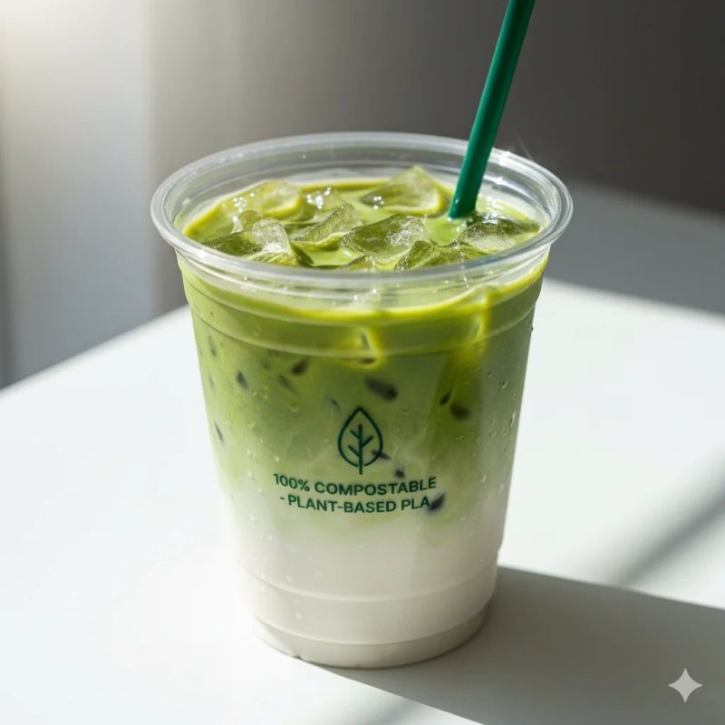 Custom Printed 16oz PLA Clear Cup with Lid Compostable Plastic Cups for Cold Brew Coffee Smoothies Bubble Tea - main image 4
