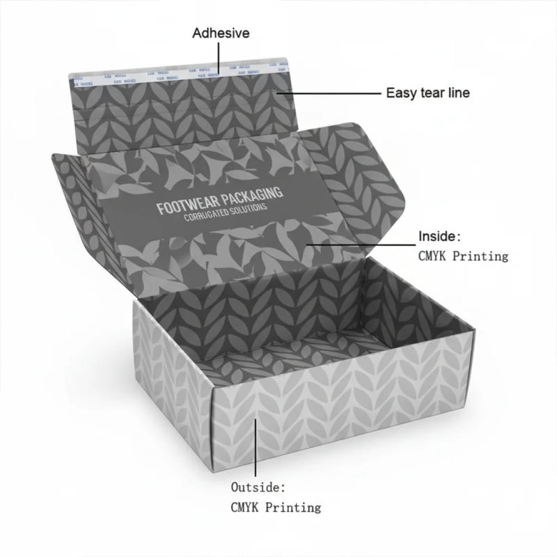 Custom Logo Printed Durable and Stackable Corrugated Shoe Box for Retail and E-commerce Footwear Packaging - main image 4