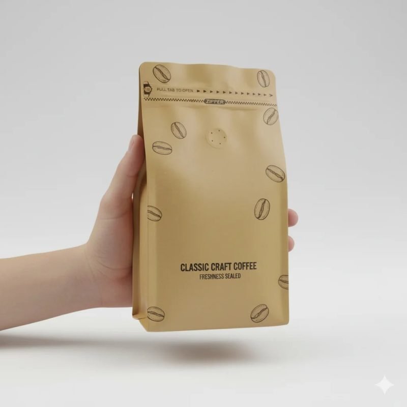 Custom Gravure Printed Recyclable Kraft Paper Stand up Pouch with Degassing Valve and Zipper for Coffee Bean Packaging - main image 6