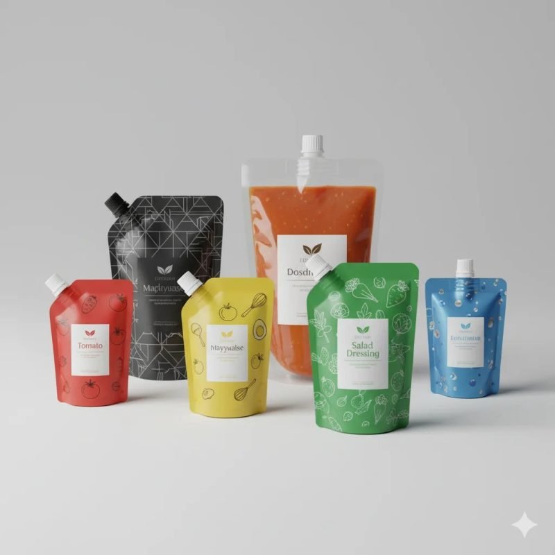Custom Printed High-Barrier Stand up Spout Pouch for Sauce, Ketchup, and Tomato Paste Packaging