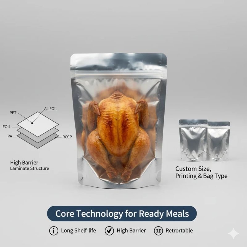 Custom Printed PE Moisture Proof High-Temperature Stand Retort Pouch Zipper Top for Instant Soup Salad Cakes Cooking Food - main image 5