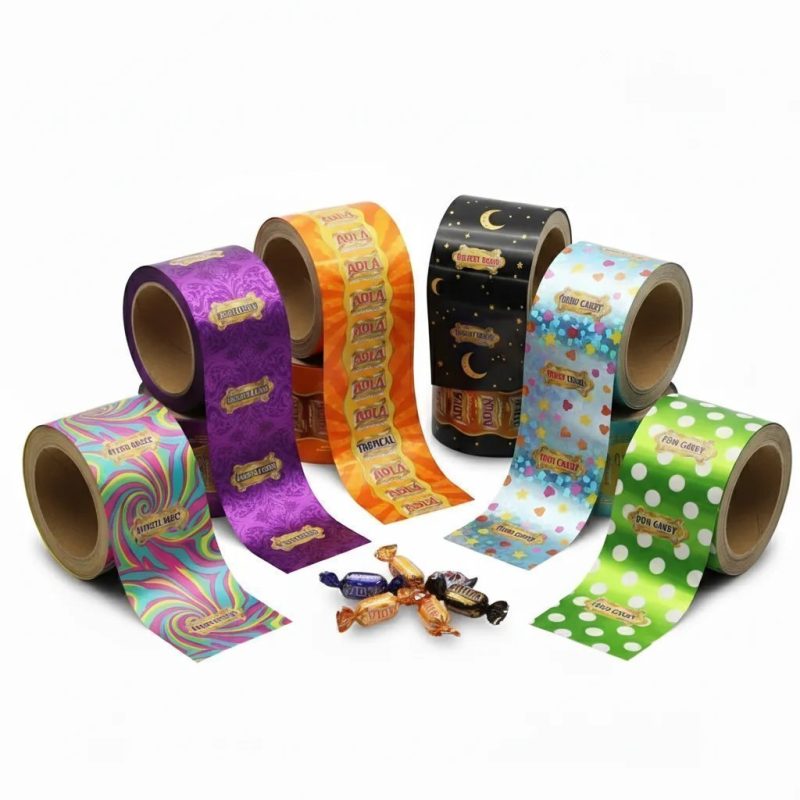 Custom Printed BOPP Twist Wrapping Film with Excellent Dead-Fold for Automatic Hard Candy and Taffy Packaging Machines