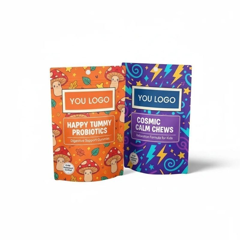 Custom Size Recyclable PE Stand up Pouch with Zipper Top and Custom Logo for Gummies Candies Herbal Products - main image 4