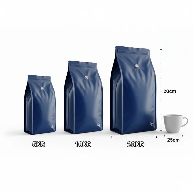 Custom Printed Aluminum Foil Flat Bottom Pouch with Degassing Valve and Resealable Zipper for Coffee Bean Storage Bag - main image 3