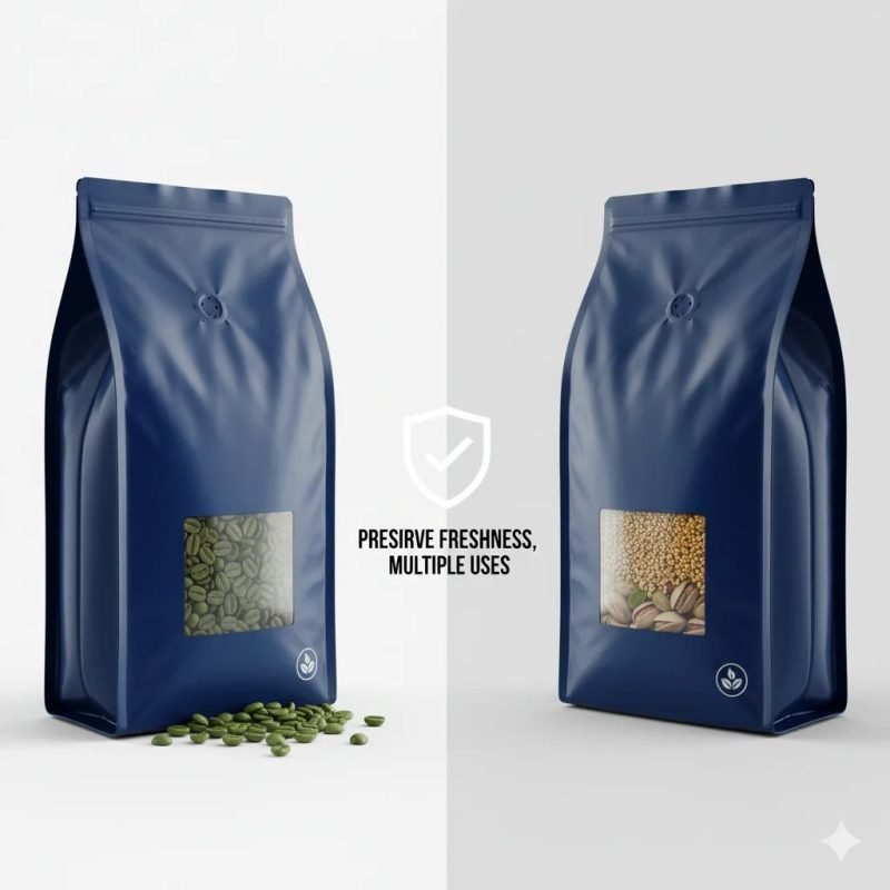 Custom Printed Aluminum Foil Flat Bottom Pouch with Degassing Valve and Resealable Zipper for Coffee Bean Storage Bag - main image 5
