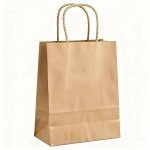Custom Recyclable Kraft Paper Shopping Carrier Bag Classic Twisted Handle Digital Printing Logo White Brown for Gift Craft