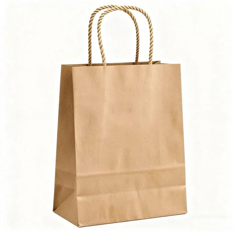 Custom Recyclable Kraft Paper Shopping Carrier Bag Classic Twisted Handle Digital Printing Logo White Brown for Gift Craft
