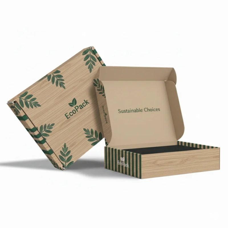 Custom Printed Corrugated Box with Embossing, Hot Stamping, and UV Coating for Branded Subscription and Gift Shipping