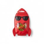 A colorful cartoon animal shaped **die cut mylar bag** with a zipper, used for packaging kids' gummy candies.