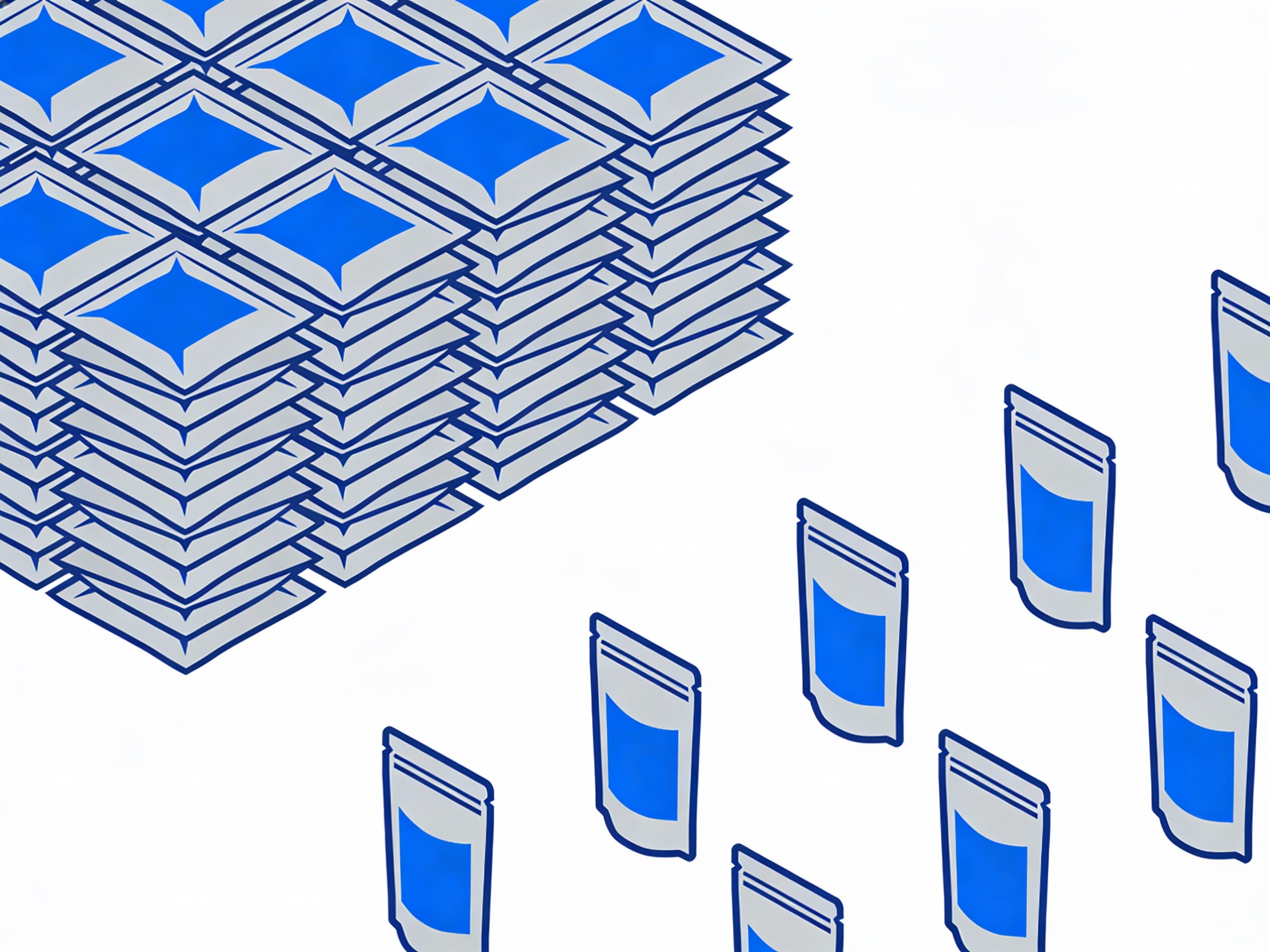 Infographic showing packaging cost efficiency and logistical density of flat pouches