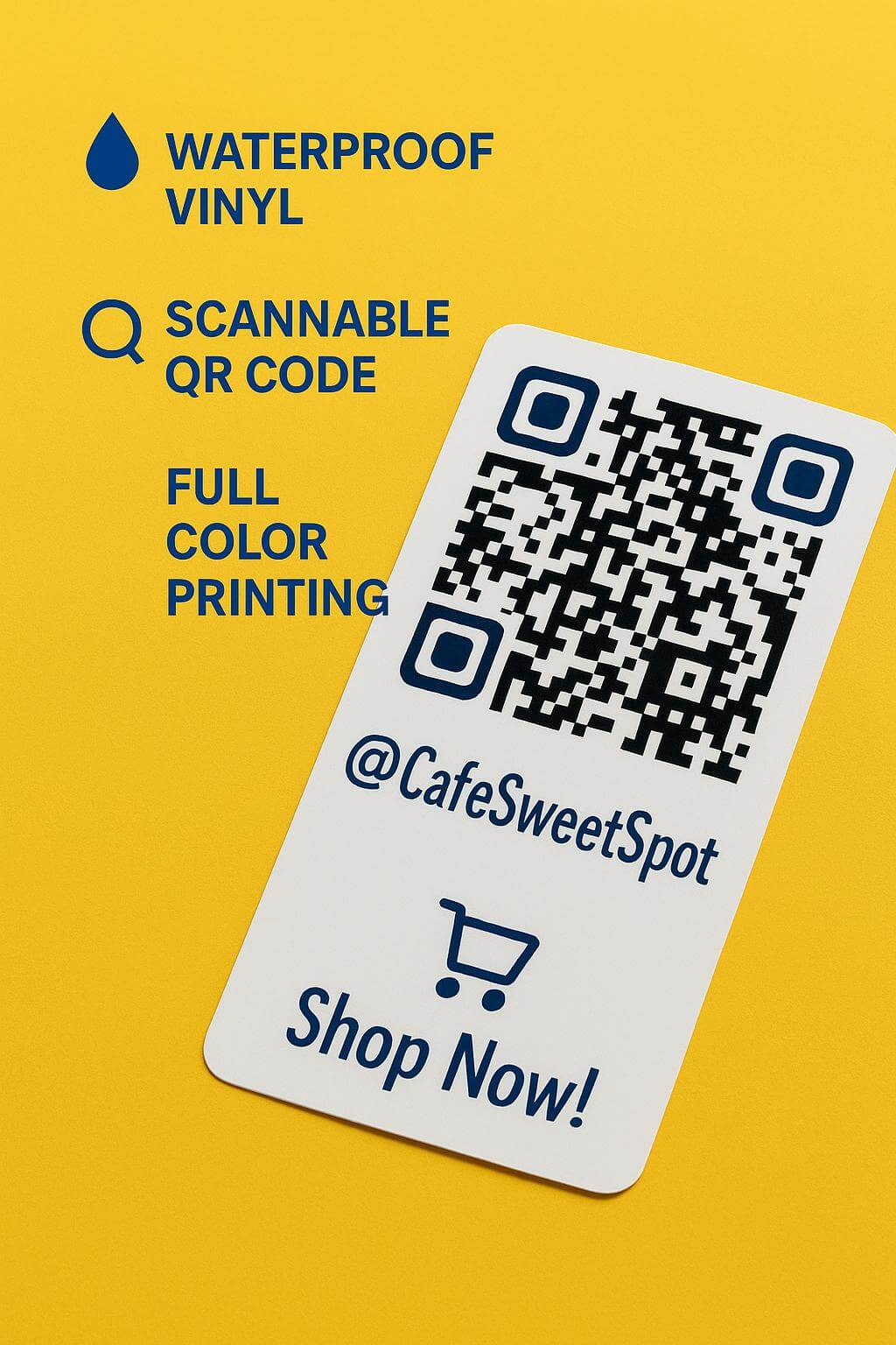A smartphone scanning a **custom qr code stickers** label on a takeaway coffee cup to view an Instagram page.