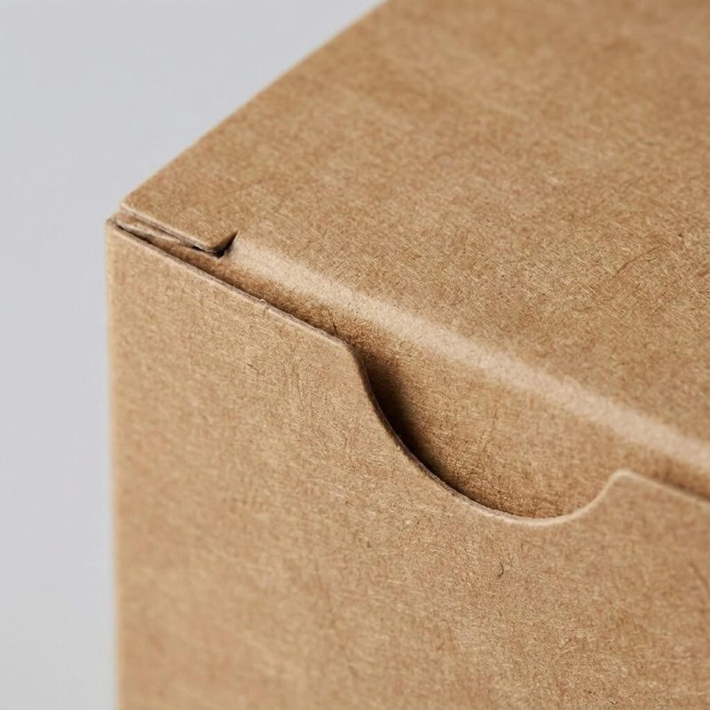 A rectangular 350gsm kraft paper folding box with a tuck end closure for essential oil packaging.