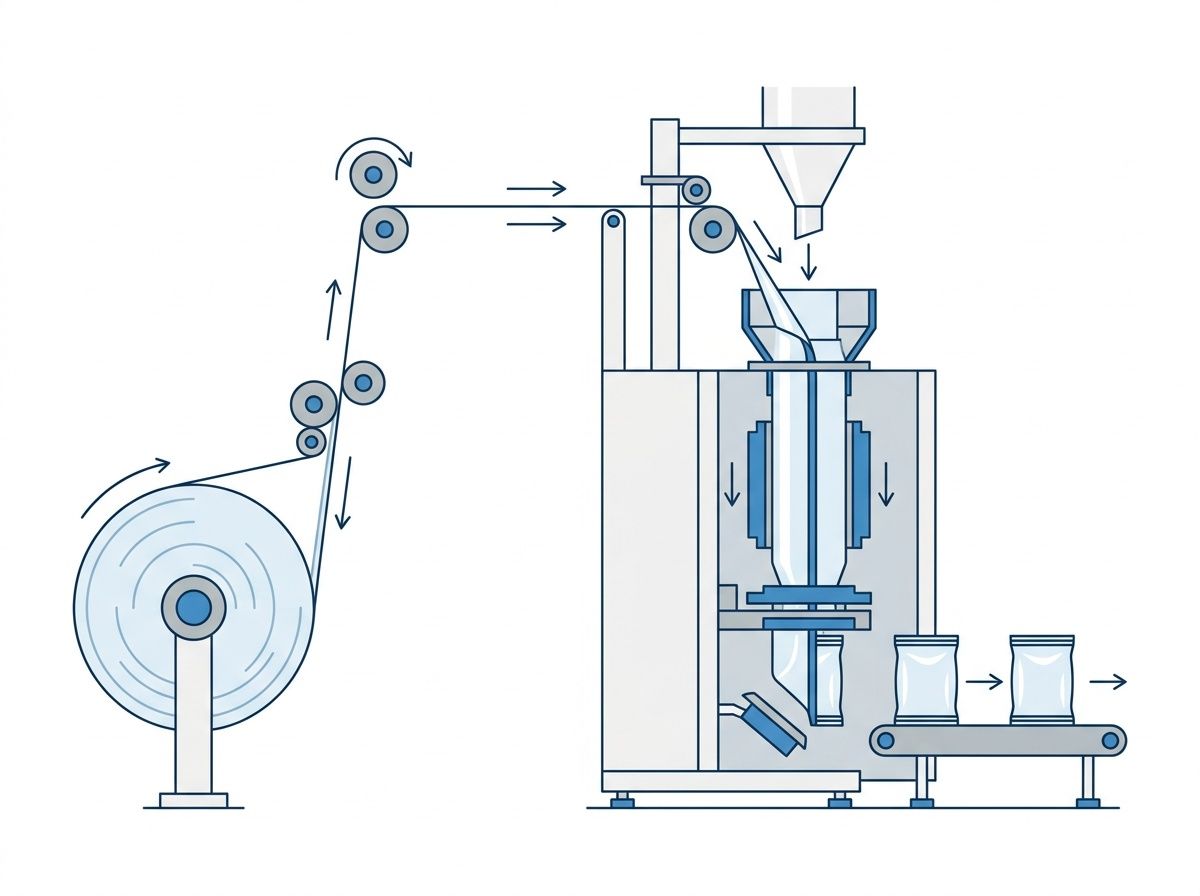 Automated packaging line efficiency diagram for flexible packaging manufacturer