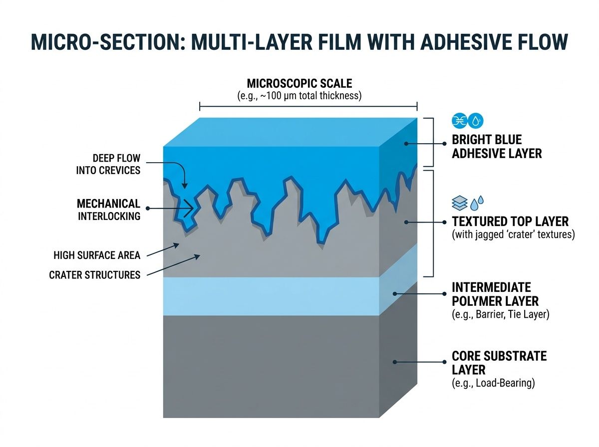 Infographic showing 30 percent deeper glue penetration for preventing packaging delamination