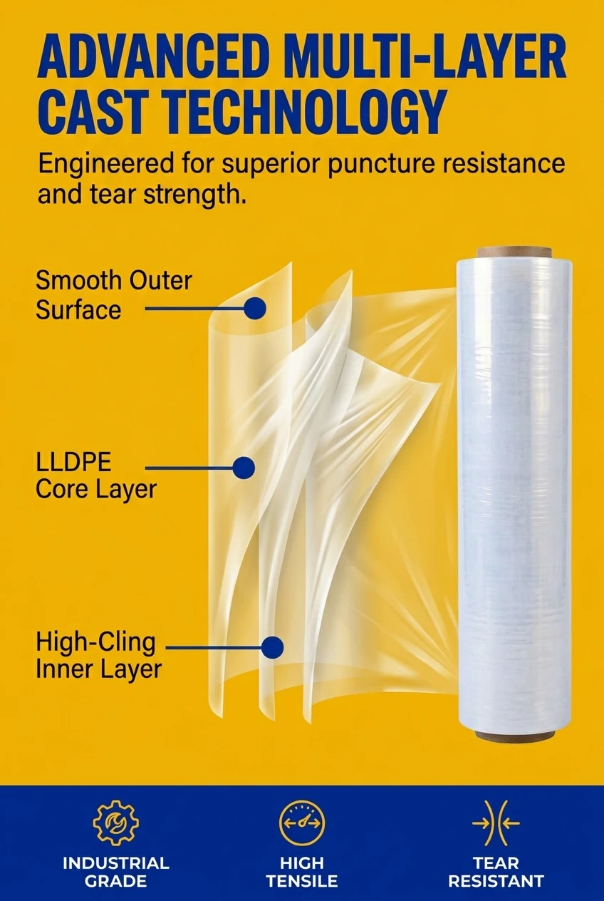 Designed as a versatile hand stretch film, the lightweight roll and smooth release allow workers to secure loads quickly with