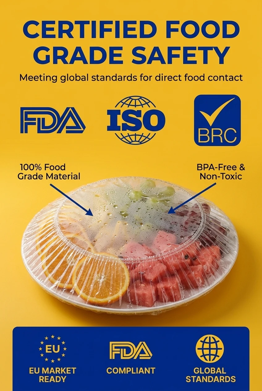The unique elastic edge structure allows this food grade cpp film to stretch and fit securely over various container shapes,
