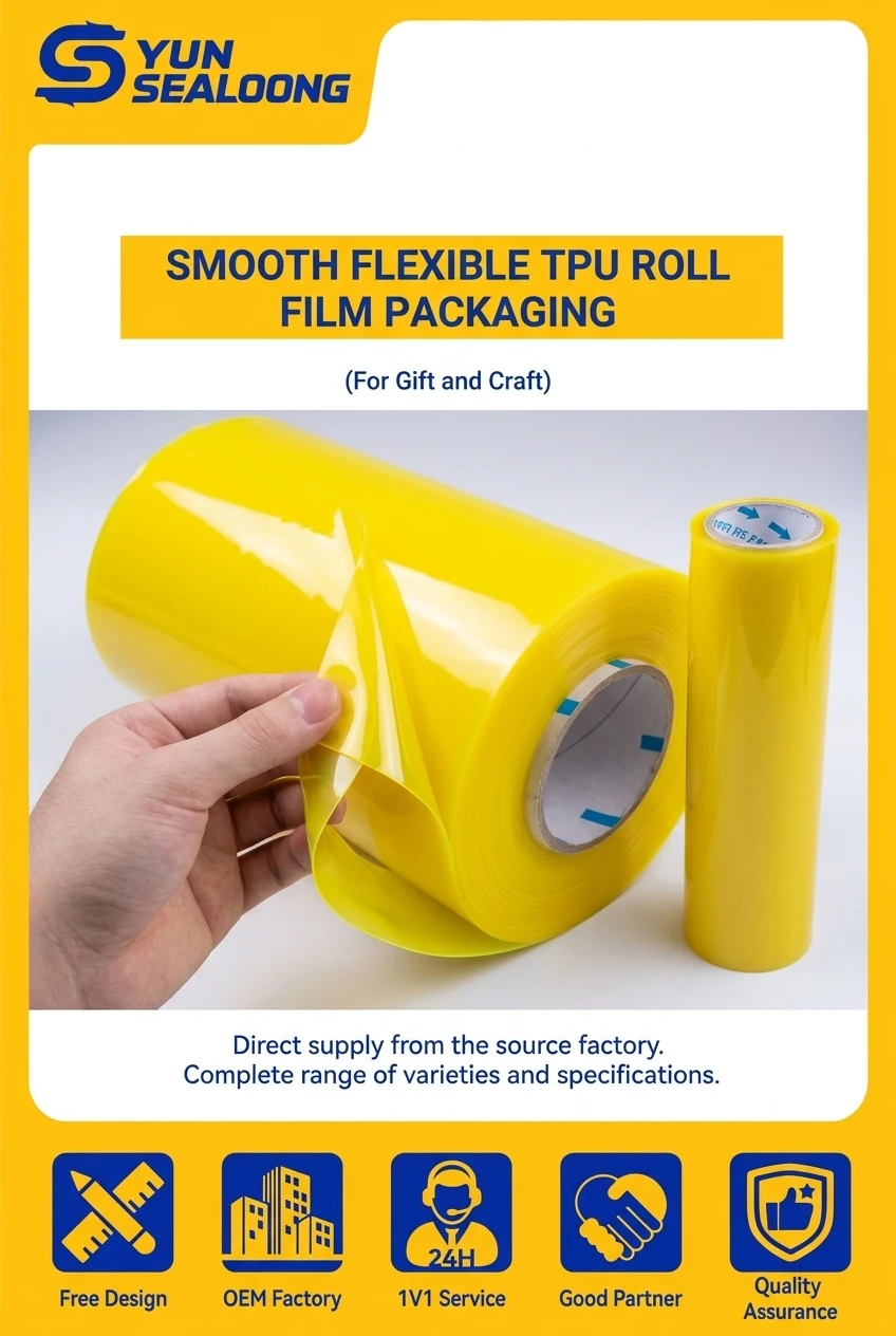 Smooth Flexible TPU/EVA Roll Film Packaging with Custom Printed Roll Stock and Thermal Lamination Features for Gift and Craft